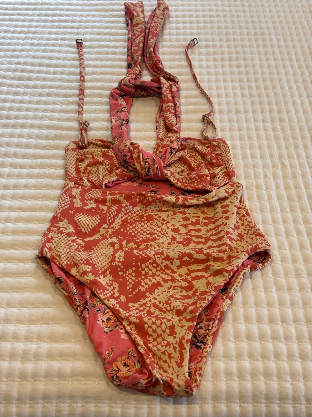 Maaji Coral and Cream One-Piece Swimsuit